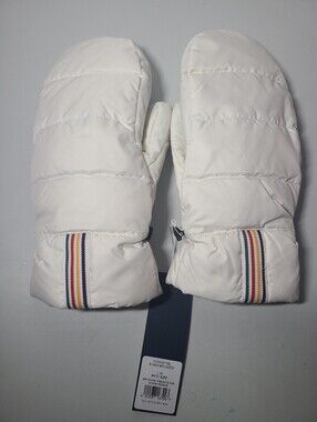 Rare* Hudson's Bay Company Stripes White Quilted Puffer Mittens Size L/XL